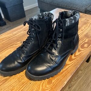 Rugged Outback Women’s Walker Black Boots | Size 11 Fair Isle Trim